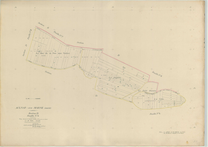 Aulnay-sur-Marne (51023). Section D3 1 échelle 1/1000, plan dressé pour 1912, plan non régulier (papier)