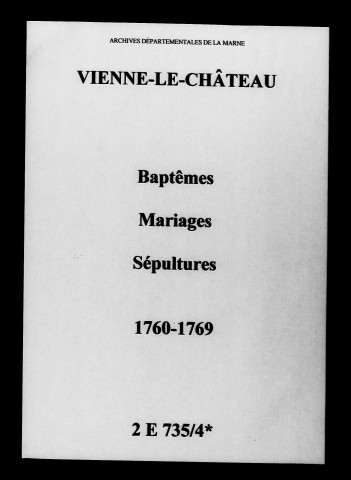 Vienne-le-Château. Baptêmes, mariages, sépultures 1760-1769