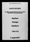 Saint-Eulien. Baptêmes, mariages, sépultures 1703-1712