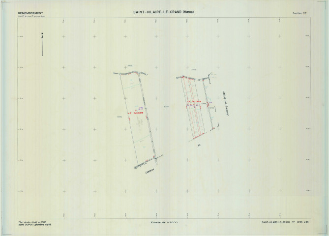 Saint-Hilaire-le-Grand (51486). Section YP échelle 1/2000, plan remembré pour 1988, plan régulier (calque)