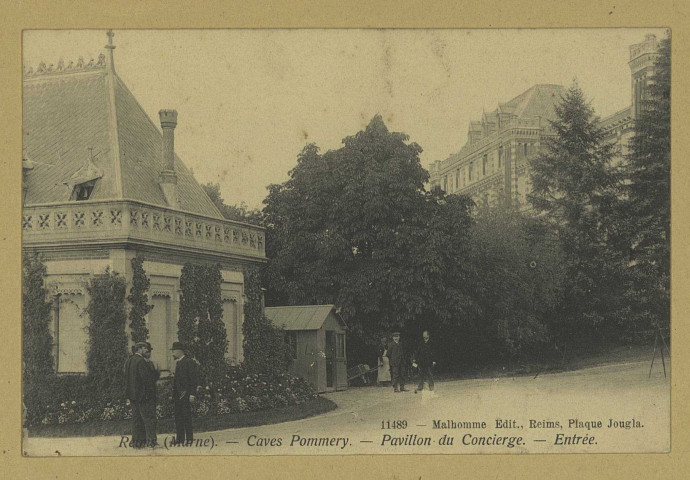 REIMS. 11489. Caves Pommery. Pavillon du Concierge. Entrée.
ReimsMalhomme, Plaque Jougla.1914