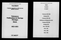 Nauroy. Naissances, publications de mariage, mariages, décès 1823-1832