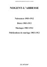 Nogent-l'Abbesse. Naissances, décès, mariages, publications de mariage 1903-1912