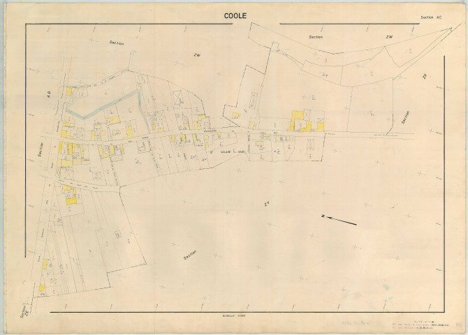 Coole (51167). Section AC échelle 1/1000, plan renouvelé pour 1974, plan régulier (papier armé)
