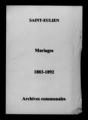 Saint-Eulien. Mariages 1883-1892