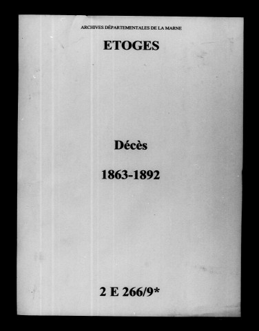 Étoges. Décès 1863-1892
