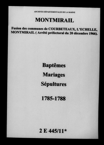 Montmirail. Baptêmes, mariages, sépultures 1785-1788