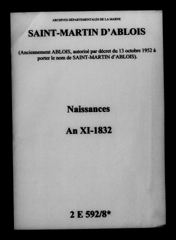 Ablois. Naissances an XI-1832