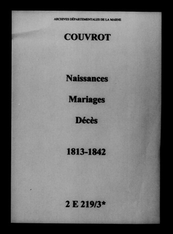 Couvrot. Naissances, mariages, décès 1813-1842