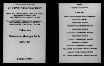 Villeneuve-lès-Rouffy. Tables des baptêmes, mariages, sépultures 1803-1901