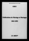 Oiry. Publications de mariage, mariages 1863-1892