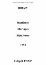 Bouzy. Baptêmes, mariages, sépultures 1752