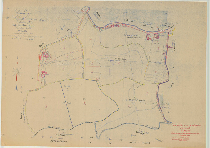 Châtillon-sur-Broué (51135). Section B2 échelle 1/2000, plan mis à jour pour 1954, plan non régulier (papier)