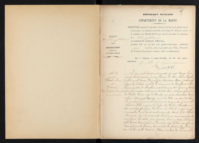 Conflans. Mariages 1893-1912