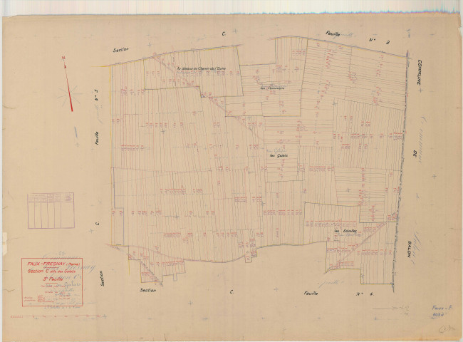 Faux-Fresnay (51243). Section C3 échelle 1/2000, plan mis à jour pour 01/01/1940, non régulier (papier)