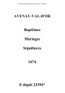 Avenay. Baptêmes, mariages, sépultures 1674