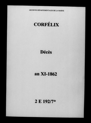 Corfélix. Décès an XI-1862