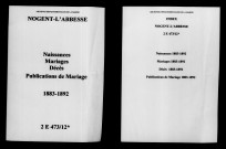Nogent-l'Abbesse. Naissances, mariages, décès, publications de mariage 1883-1892