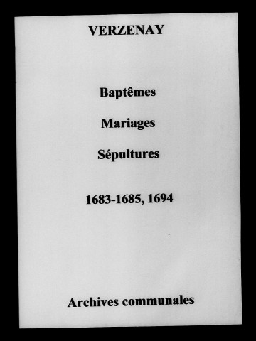 Verzenay. Baptêmes, mariages, sépultures 1683-1694