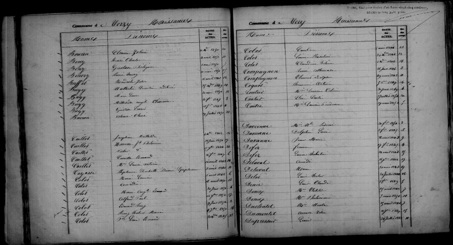 Verzy. Table décennale 1843-1852