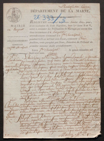 Herpont. Publications de mariage 1812-1927