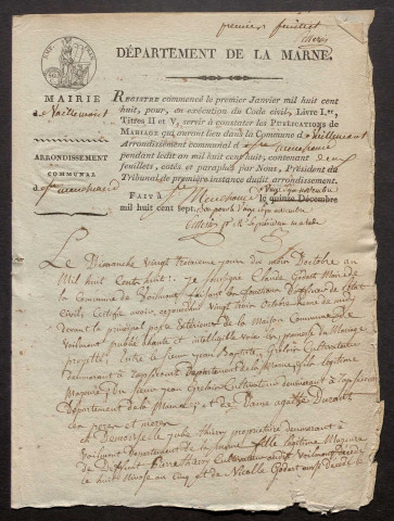 Voilemont. Publications de mariage 1808-1927