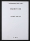 Gizaucourt. Mariages 1892-1909