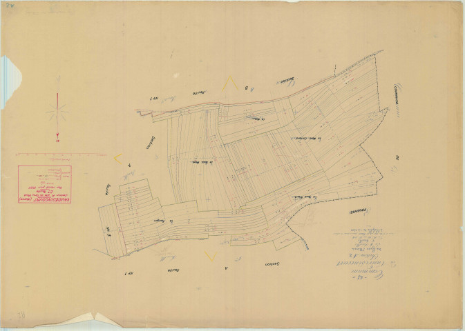 Vaudesincourt (51600). Section A2 échelle 1/2500, plan mis à jour pour 1936, plan non régulier (papier).