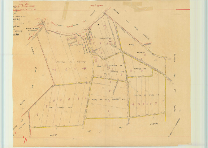 Beine-Nauroy (51046). Section V1 échelle 1/2000, plan refait pour 1954, plan régulier (papier).