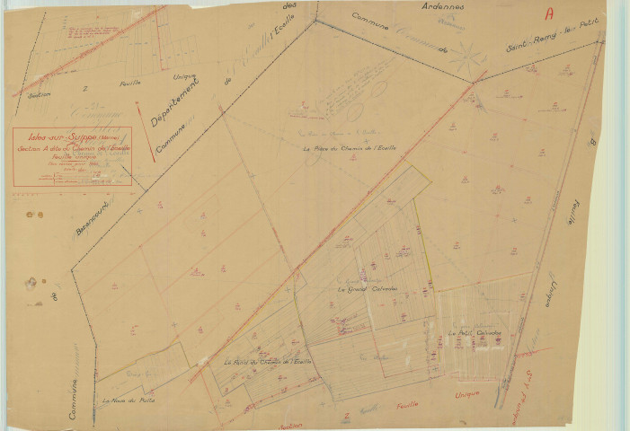 Isles-sur-Suippe (51299). Section A échelle 1/2500, plan mis à jour pour 1953, plan non régulier (papier).