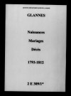 Glannes. Naissances, mariages, décès 1793-1812