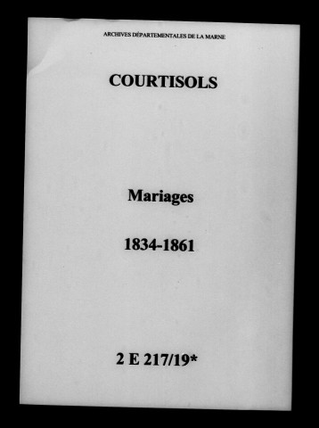 Courtisols. Mariages 1834-1861