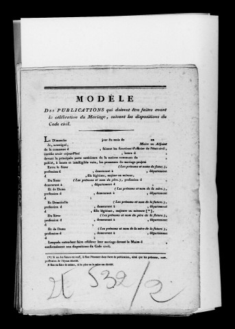 Rapsécourt. Publications de mariage an XIII-1901