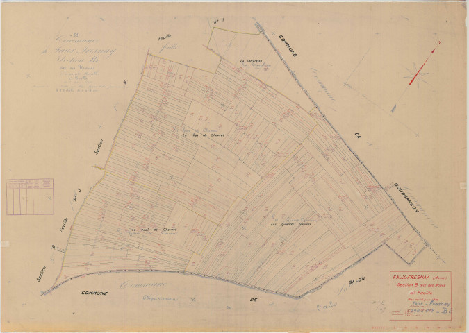 Faux-Fresnay (51243). Section B2 échelle 1/2000, plan mis à jour pour 01/01/1940, non régulier (papier)