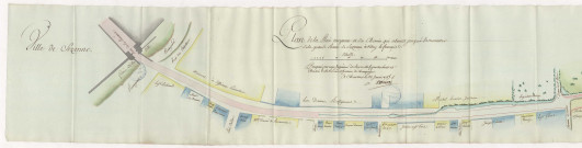 Sézanne. Plan de la ruë moyenne et du chemin qui aboutit jusqu'à la rencontre de la grande route de Sézanne à Vitry le François, XVIIIè s.