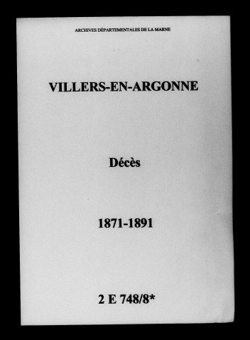 Villers-en-Argonne. Décès 1871-1891