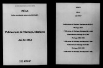 Péas. Publications de mariage, mariages an XI-1862