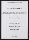 Faux-sur-Coole. Naissances, mariages, décès 1897-1910 (reconstitutions)