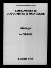 Coulommes. Mariages an XI-1812