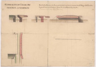 RN 44. Plan profil et élévation d'un pontceau à construire dans le village de la Veuve par Legendre, 1753.