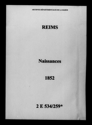 Reims. Naissances 1852