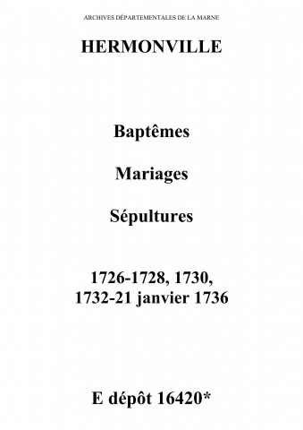 Hermonville. Baptêmes, mariages, sépultures 1726-1736