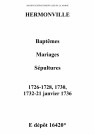 Hermonville. Baptêmes, mariages, sépultures 1726-1736