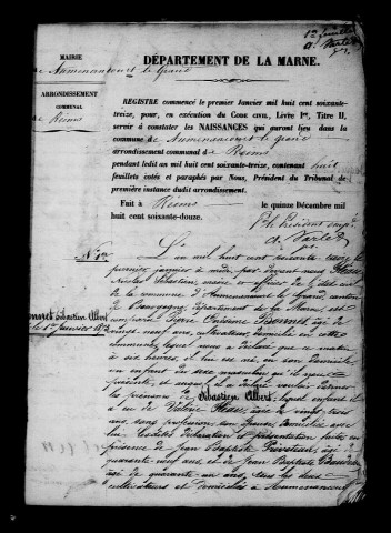 Auménancourt-le-Grand. Naissances, mariages, décès, publications de mariage 1873-1882
