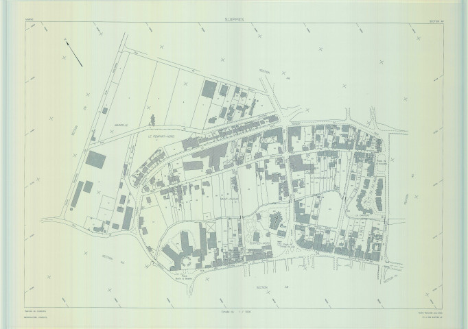 Suippes (51559). Section AP échelle 1/1000, plan remanié pour 2002, plan régulier (calque)