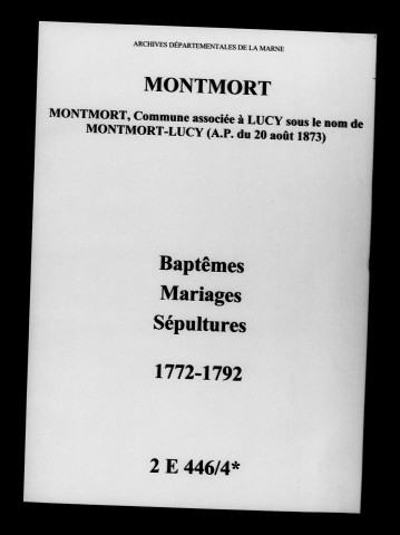 Montmort. Baptêmes, mariages, sépultures 1772-1792