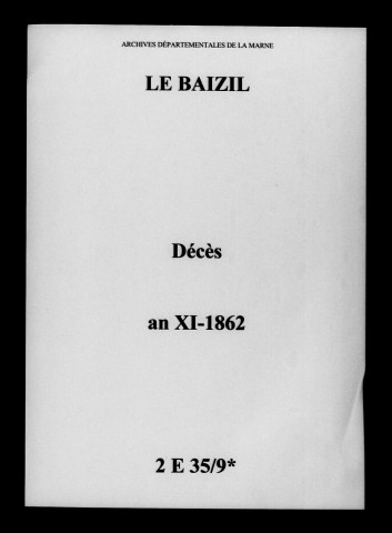 Baizil (Le). Décès an XI-1862