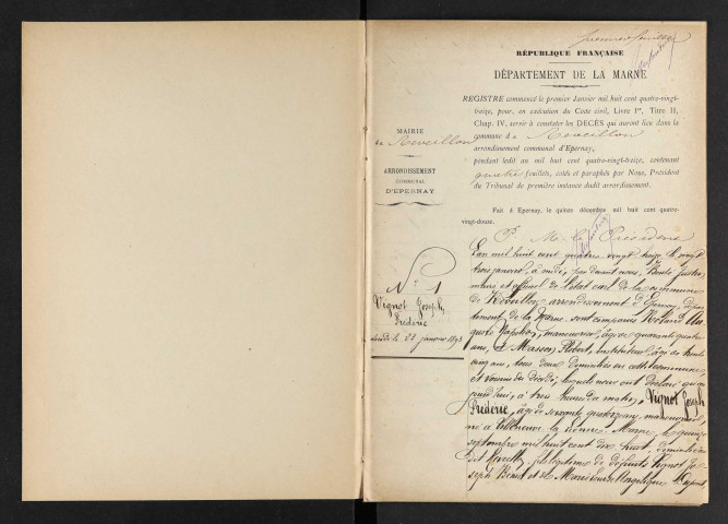 Réveillon. Décès 1893-1929