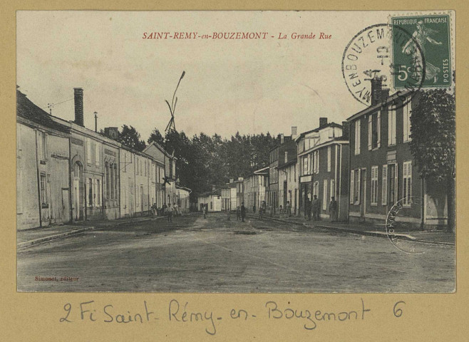 SAINT-REMY-EN-BOUZEMONT. La Grande Rue. Édition Simonot. [vers 1913] 