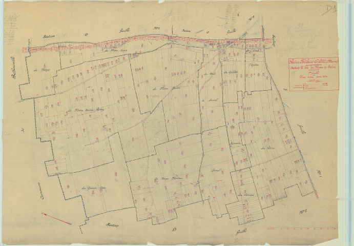 Saint-Hilaire-le-Petit (51487). Section D1 échelle 1/2500, plan mis à jour pour 1934, plan non régulier (papier).